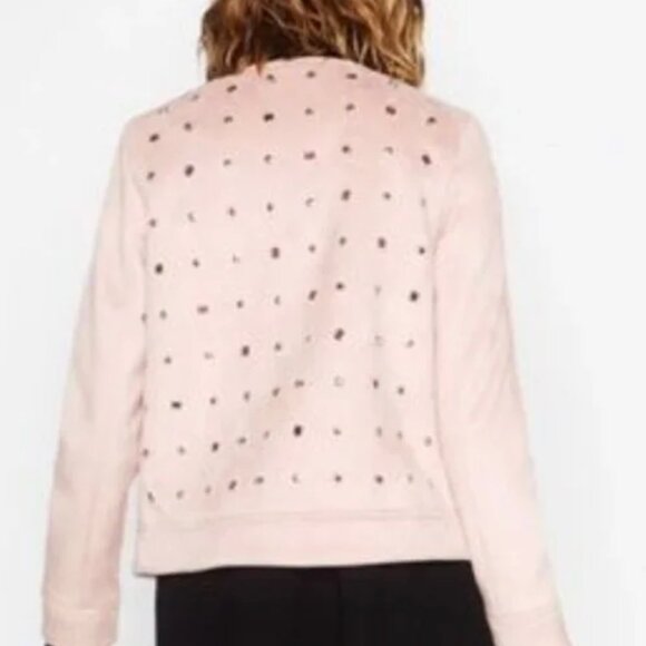 Zara pink suede bomber jacket, size S (US 4) - Picture 3 of 14